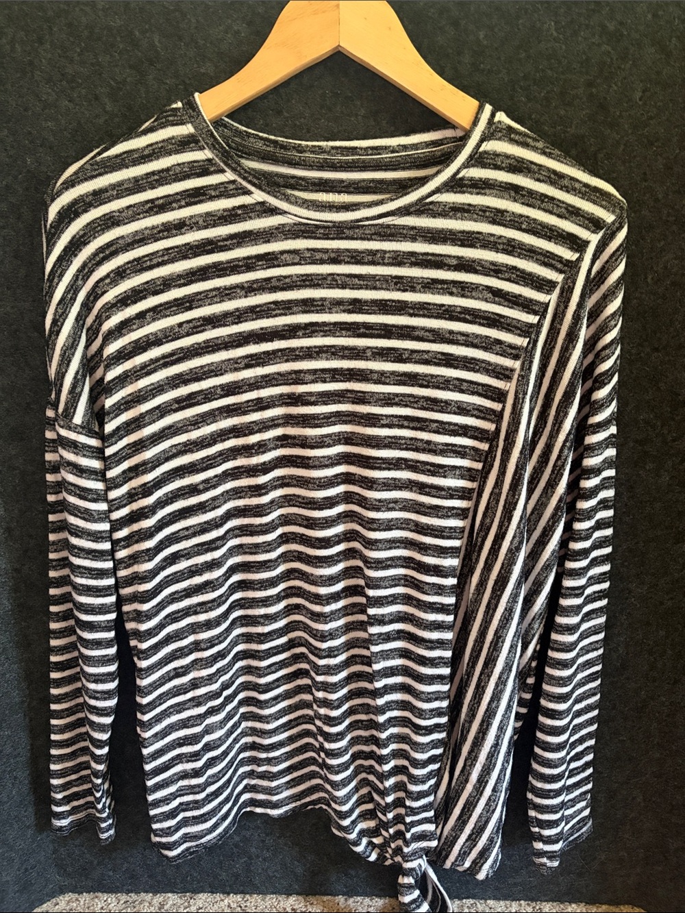 a.n.a Black & White Striped Long Sleeve Tunic with Front Knot